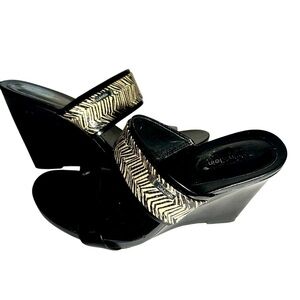 Calvin Klein Omira Wedge Heeled Patent Leather Sandals Womens 9M